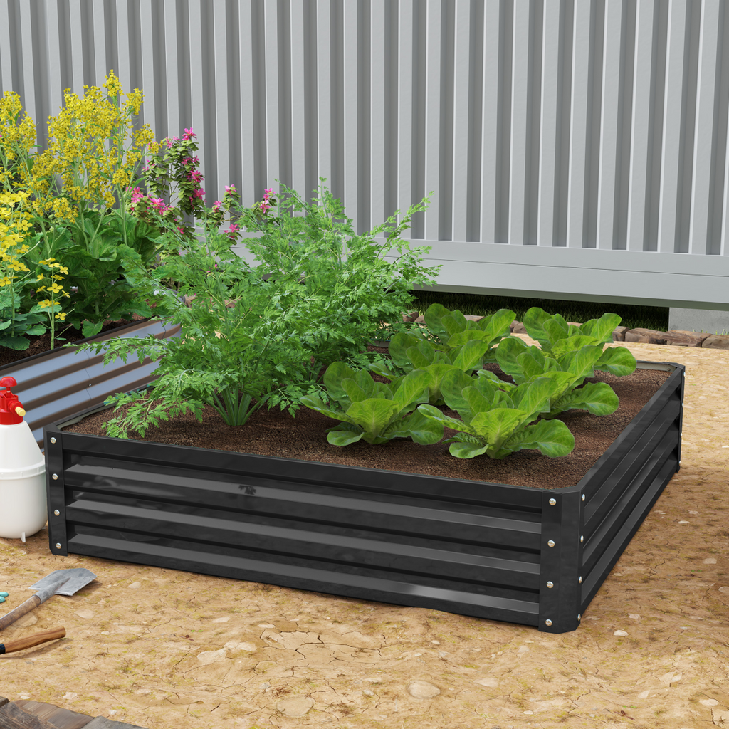 Raised Garden Bed Gardner Frame Outdoor Planter Kit Flower Vegetables Grey