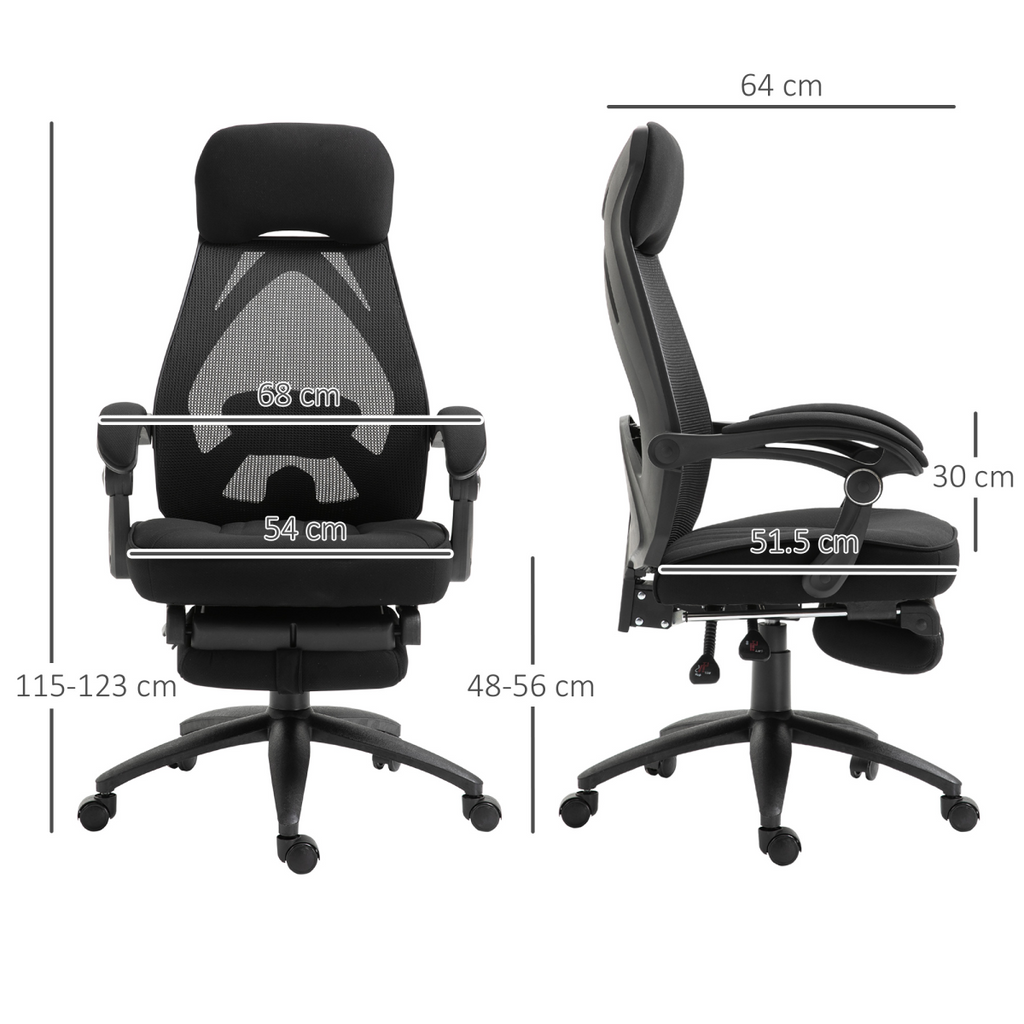 Swivel Office Chair Recliner Lunch Break Chair Adjustable Height w/ Footrest