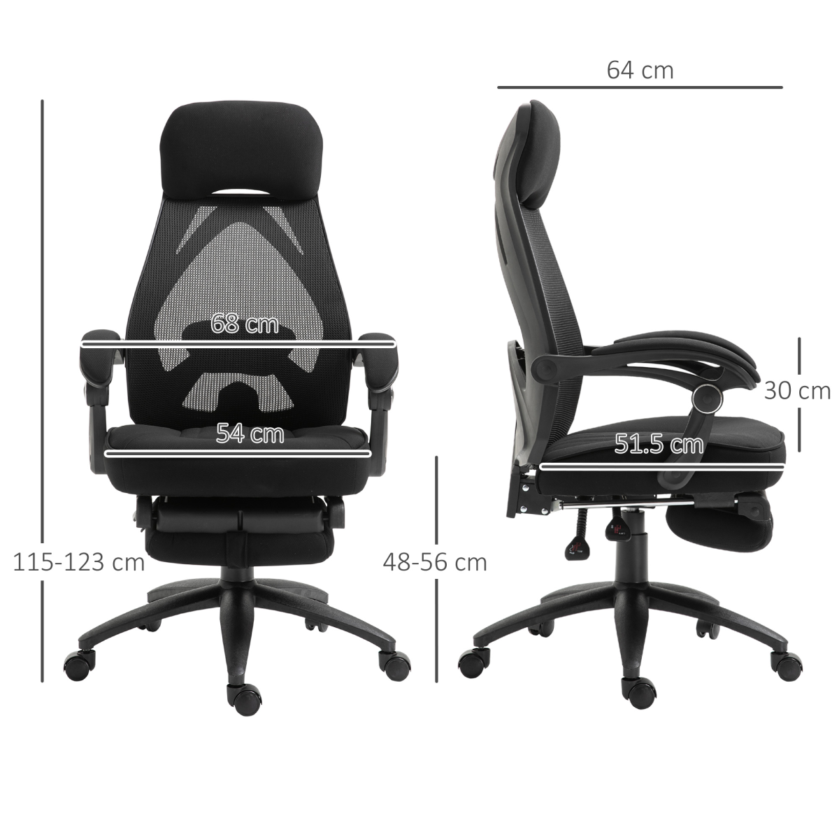 Swivel Office Chair Recliner Lunch Break Chair Adjustable Height w/ Footrest