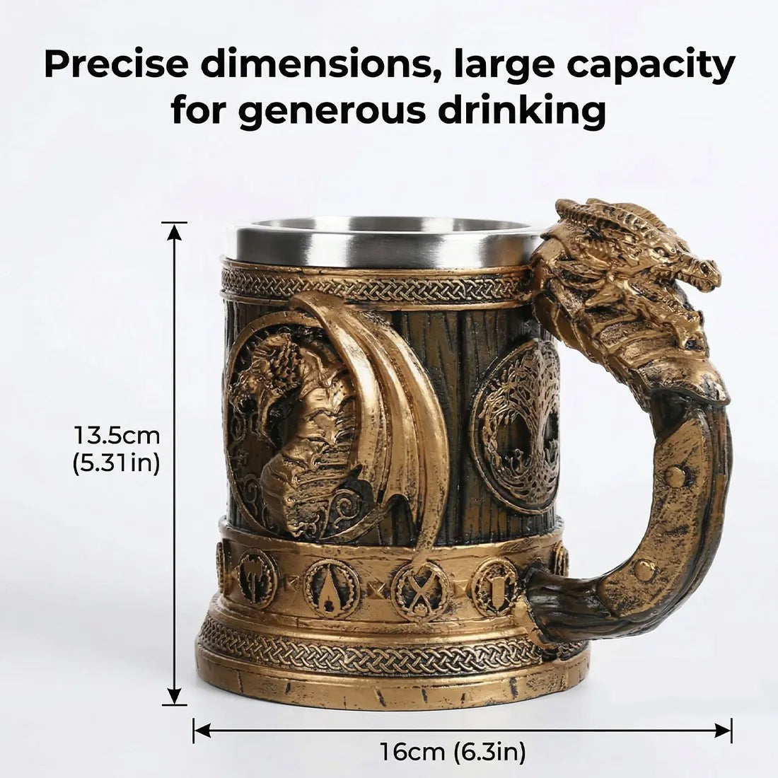 Viking Beer Coffee Mug 550ml Nordic Stainless Steel Beer Retro Tankard Cup