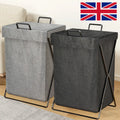 Laundry Basket Dirty Washing Clothes Storage Folding Bin Bag Hamper With Lid-Grey
